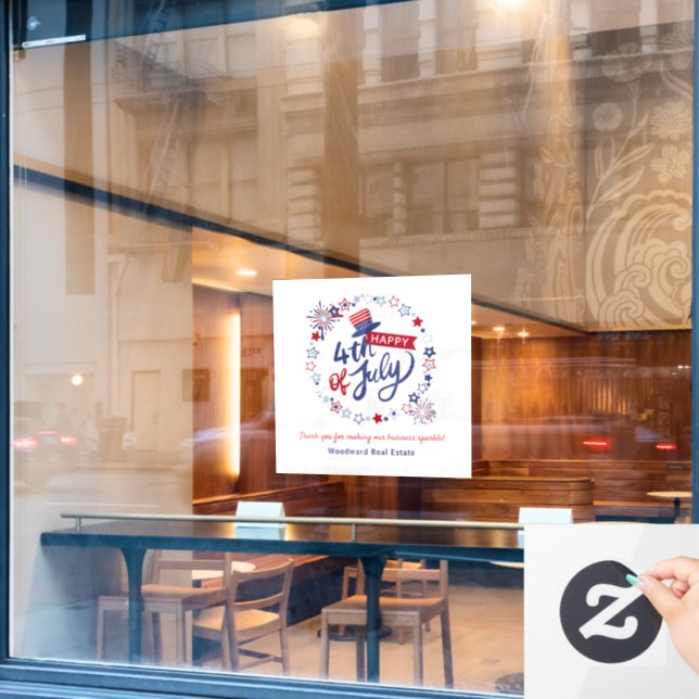 Glück 4. Juli | Reale Bürodekoration von Anwesen Fensteraufkleber (Café-Fenster)