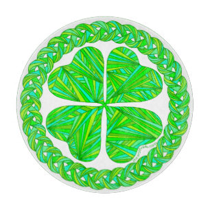 Glück 4 Leaf Clover Celtic Kleeblatt Green Irish Schneidebrett