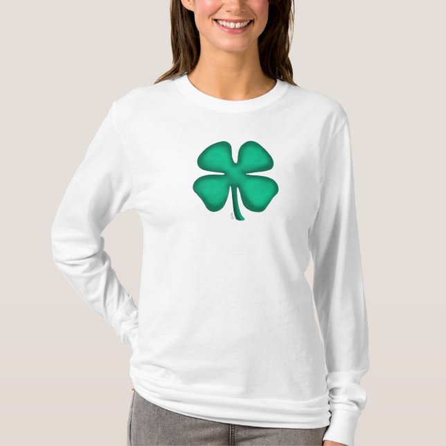 Glück 4 Leaf Irish Cloud Frauen weiße lange Shirt (Vorderseite)