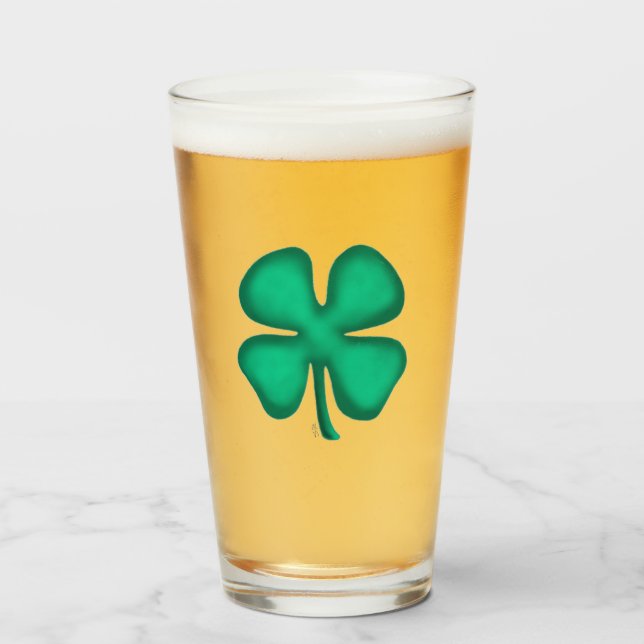 Glück 4 Leaf Irish Clover Collins Glas tummeln (Vorne (Gefüllt))