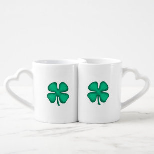 Glück 4 Leaf Irish Clover Liebe Weiße Tasse Set