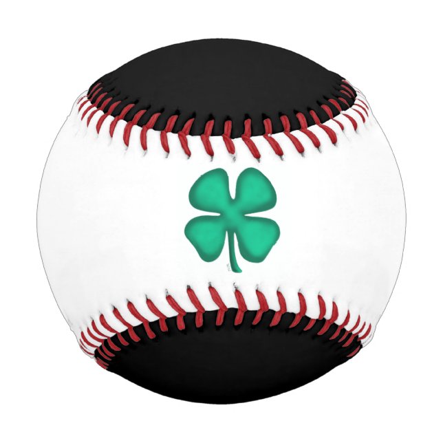 Glück 4 Leaf Irish Clover Schwarz-weißer Baseball (Vorderseite)