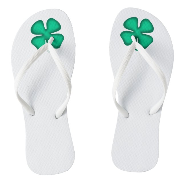 Glück 4 Leaf Irish Clover weiße Flip Flops (Fußbett)