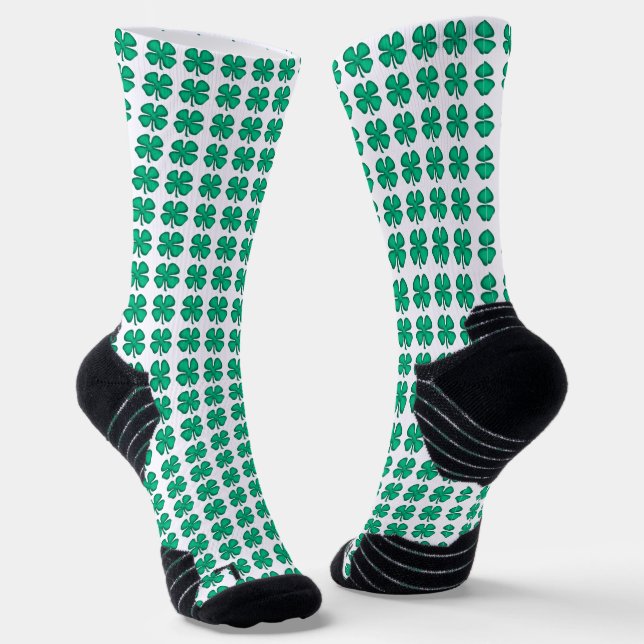 Glück 4 Leaf Irish Clover weiße Performance Socken (Gewinkelt)