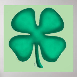 Glück 4 Leaf Irish Clover Wert grünes mattes Plaka Poster
