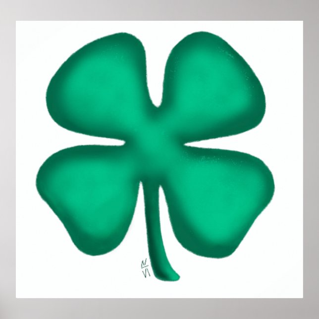 Glück 4 Leaf Irish Clover Wert weißes mattes Plaka Poster (Vorne)