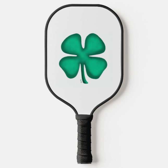 Glück 4 Leaf Irish Kleber weißes Pickleball Paddel Pickleball Schläger (Vorderseite)