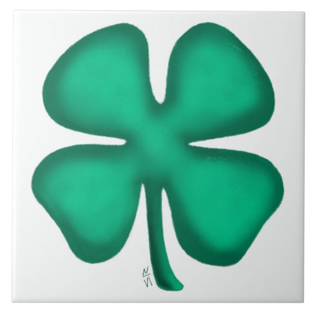 Glück 4 Leaf Irish Klee große Fliese (Vorderseite)
