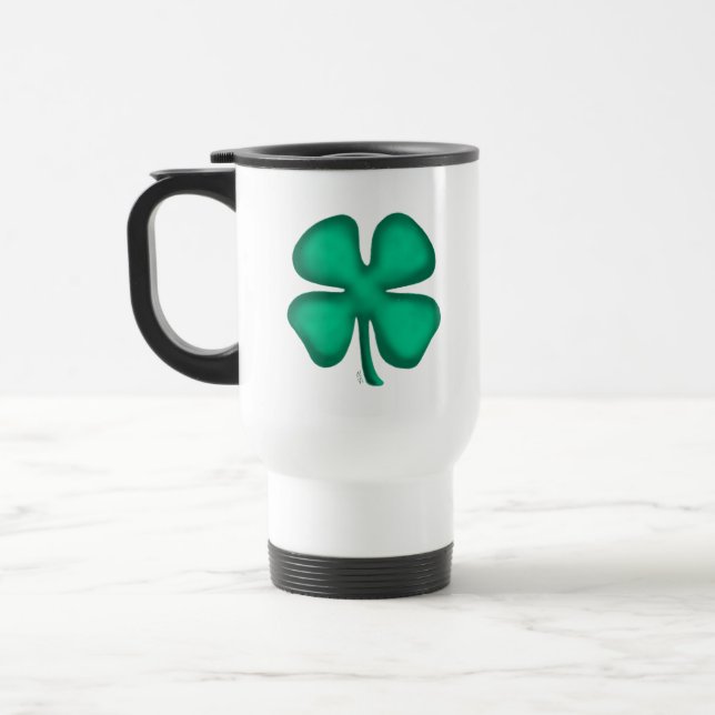 Glück 4 Leaf Irish Klee weiße Reisetücher Reisebecher (Links)