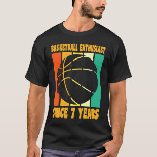 Glück 7 Geburtstag 7 Jahre alter Retro Basketball T-Shirt