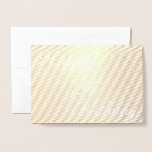 Glück 7. Gold Geburtstag Folienkarte (Vorderseite mit Umschlag)