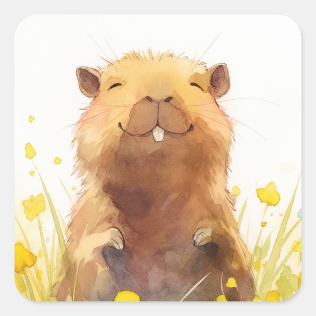 Glück als Capybara kann sein Quadratischer Aufkleber (Vorderseite)
