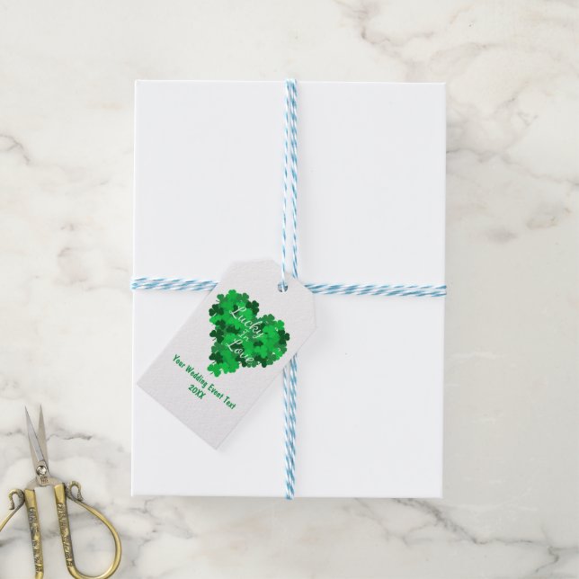 Glück bei Liebe Hochzeit Geschenkanhänger (Mit Garn)