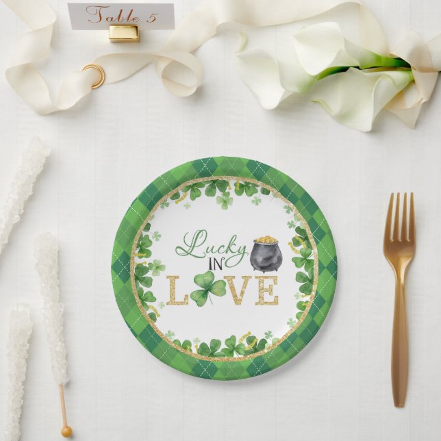 Glück bei Liebe Paper-Tellern Pappteller (Hochzeit)