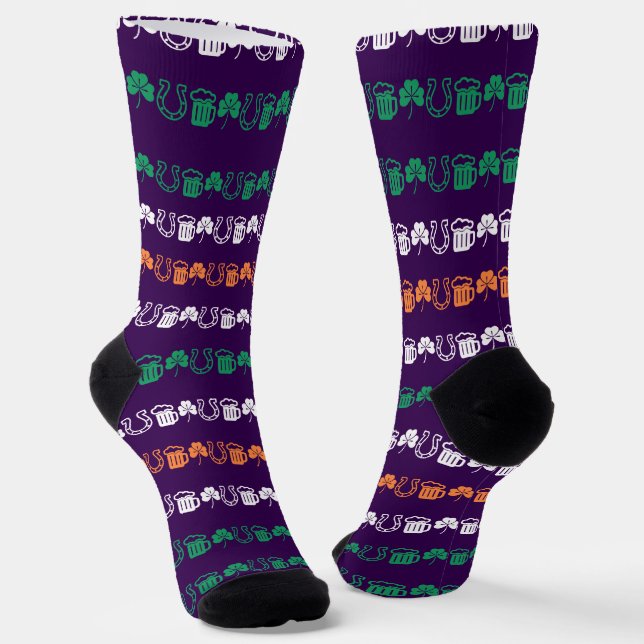 Glück - Bier - Kleeblätter Socken (Gewinkelt)