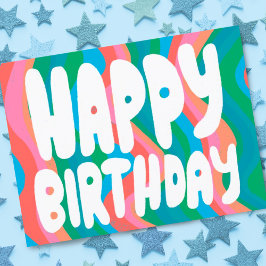 GLÜCK BIRTHDAY Groovy Bubble Letters CUSTOM Bday Postkarte
