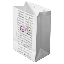 GLÜCK BIRTHDAY Preppy Pink Bicycle Summer Fun Mittlere Geschenktüte