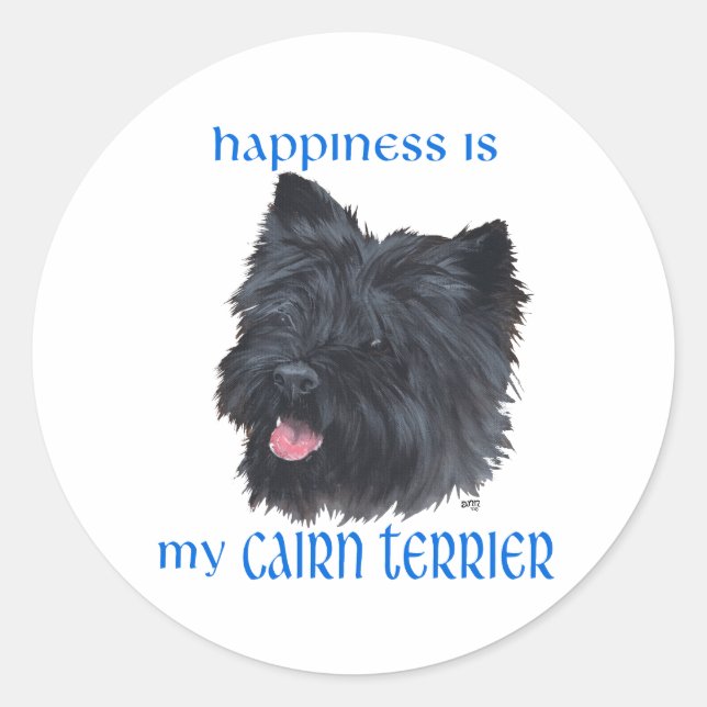 Glück Black Cairn Terrier Runder Aufkleber (Vorderseite)