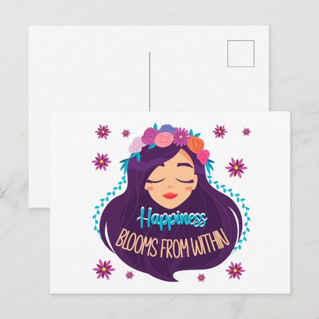 Glück blüht von innen postkarte (Vorne/Hinten)