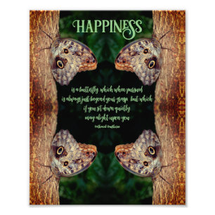 Glück Brown Butterfly Inspiration Zitat 8x10 Fotodruck