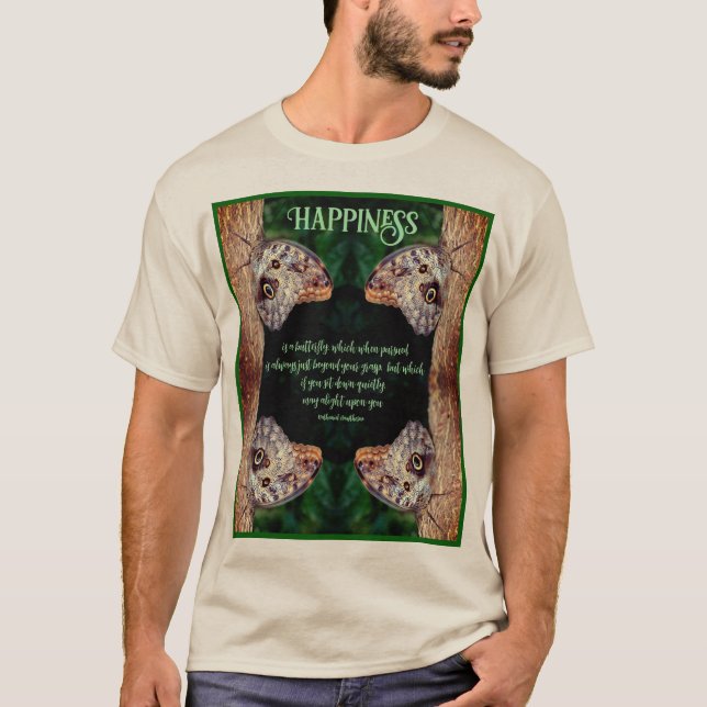 Glück Brown Butterfly Inspiration Zitat T-Shirt (Vorderseite)