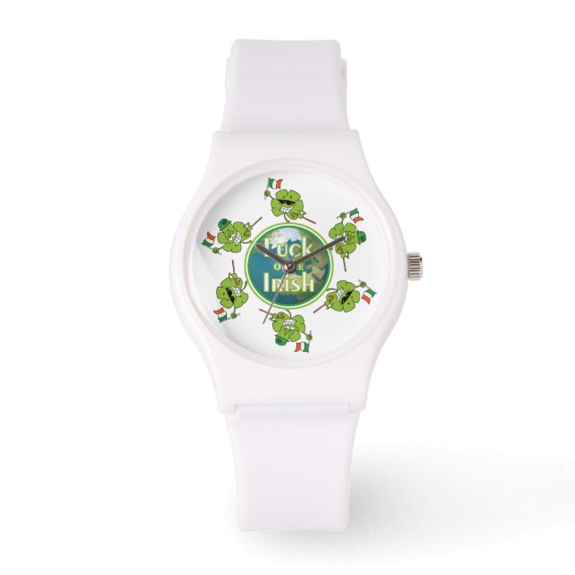 Glück der Iren - Kleeblätter rund um den Globus Armbanduhr (Vorderseite)