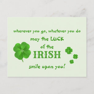 Glück der Irish St. Patricks Day Segen Clover Postkarte