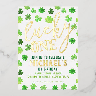 Glück Eins | St. Patrick's Day 1. Geburtstag Einla Folieneinladung