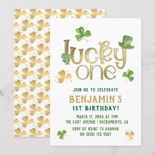 Glück Eins   St Patrick's Day First Birthday Einladung