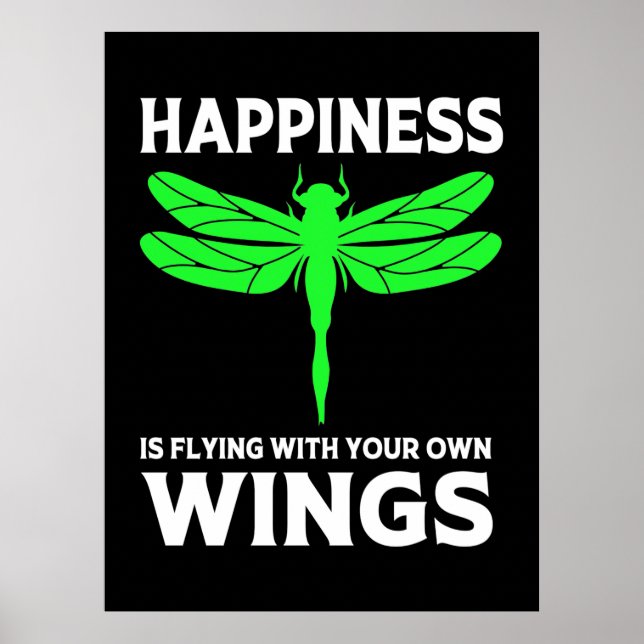 Glück fliegt mit Libellen Poster (Vorne)