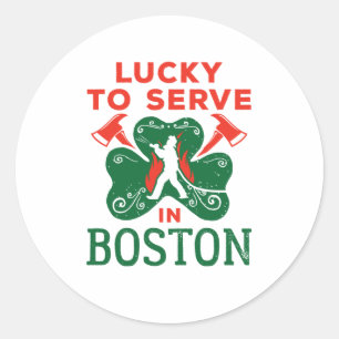 Glück gehabt, an Patrickstagen in Boston als Feuer Runder Aufkleber