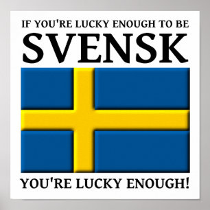 Glück gehabt, ein Svensk Schwedisch Plakat Schild