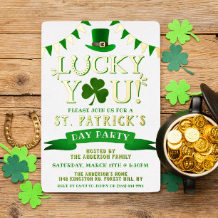 Glück gehabt! St. Patrick's Day Party Echt Folieneinladung
