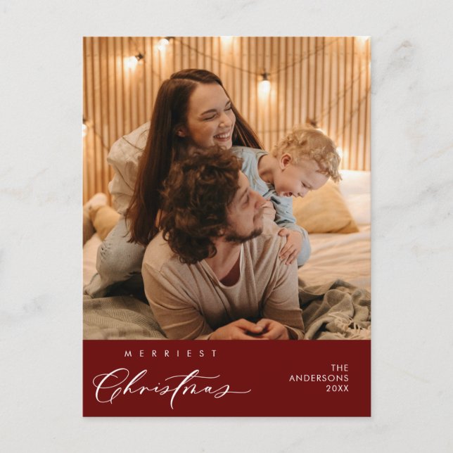 Glück Gruß frohe Weihnachten Familie Foto Postkarte (Vorderseite)
