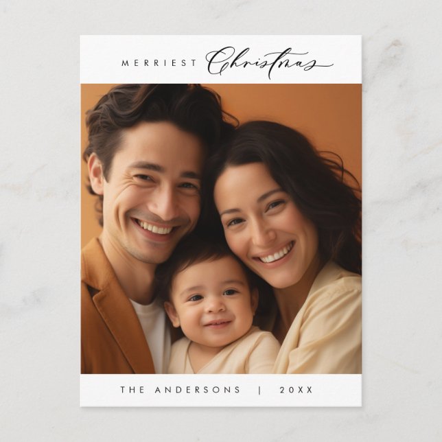Glück Gruß frohe Weihnachten Familie Foto Postkarte (Vorderseite)