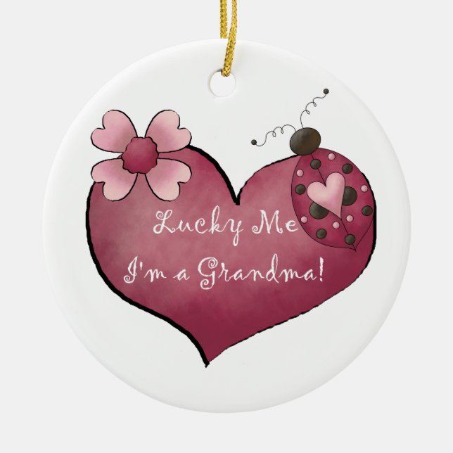 Glück, ich bin ein Oma Geschenke Keramikornament (Vorne)