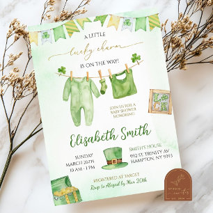 Glück in Charm Baby Clothes Irish Baby Dusche Einladung