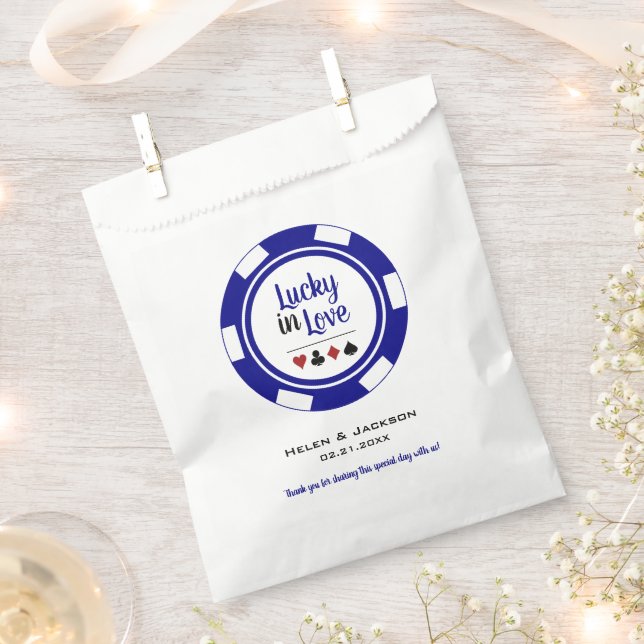 Glück in der Liebe Blue White Poker Chip Gastgesch Geschenktütchen (Ausgeschnitten)