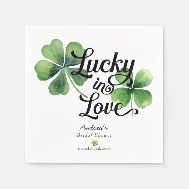 Glück in der Liebe | Brautparty Aquarell Serviette (Vorderseite)