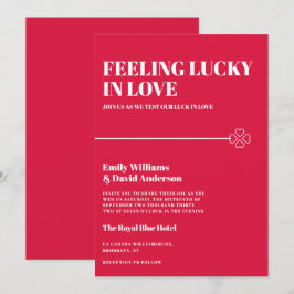 Glück in der Liebe Crimson Red Minimal Wedding Einladung