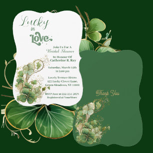 Glück in der Liebe Green Golden Kleeblatt Brautpar Einladung