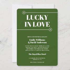 Glück in der Liebe Grün Vier Leaf Moderne Hochzeit Einladung