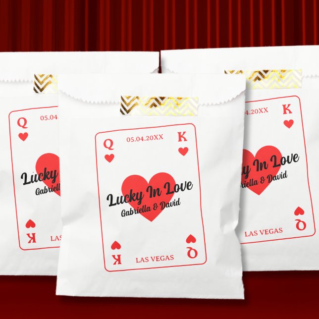 Glück in der Liebe Herz spielen Kartenpaare Dusche Geschenktütchen (Lucky In Love Hearts Playing Card Couples Shower Favor Bag)