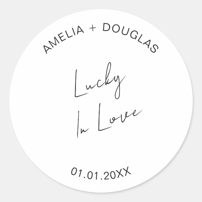 Glück in der Liebe Hochzeitsfeier Lottery Gefallen Runder Aufkleber (Vorderseite)