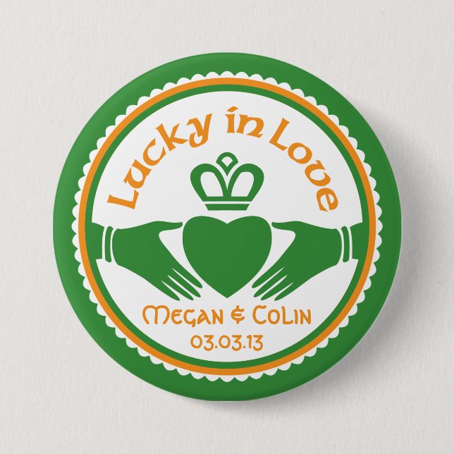Glück in der Liebe Irish Claddagh Wedding Button (Vorderseite)
