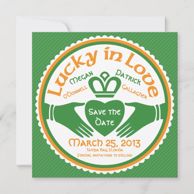 Glück in der Liebe Irish Claddagh Wedding Save the Save The Date (Vorderseite)