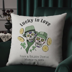 Glück in der Liebe Irish Sugar Skulls neu verheira Kissen