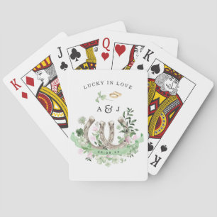 Glück in der Liebe   Kleeblatt Hufeisen Hochzeit  Spielkarten