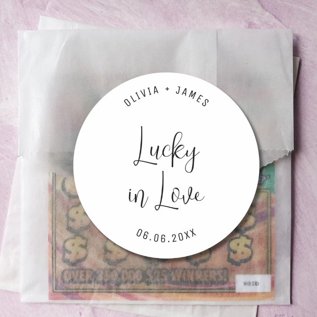 Glück in der Liebe Lotterie Ticket Gastgeschenke H Runder Aufkleber (Von Creator hochgeladen)