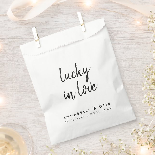 Glück in der Liebe | Minimalistische Hochzeitslott Geschenktütchen (Ausgeschnitten)